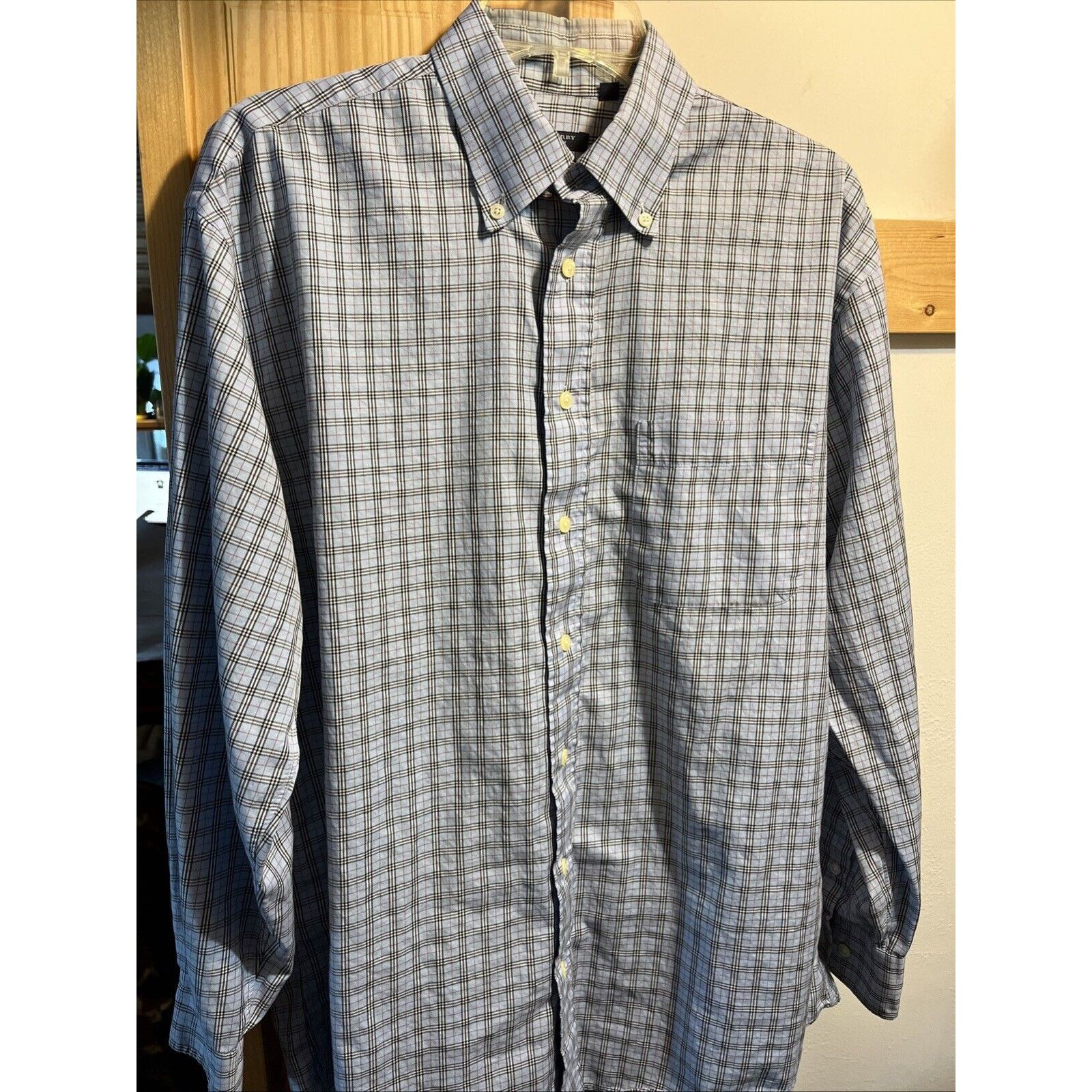 Burberry Burberry Men M Blue Plaid Long Sleeve Button Up Cotton Shirt Size US M / EU 48-50 / 2 - 2 Thumbnail