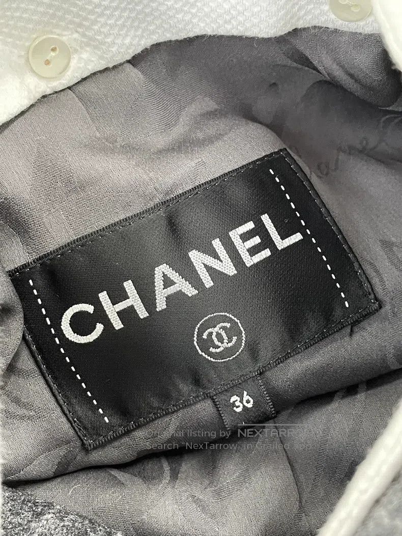 Chanel Chanel German Hamburg Series Gray Stand-up Collar Striped Size XS / US 0-2 / IT 36-38 - 4 Thumbnail