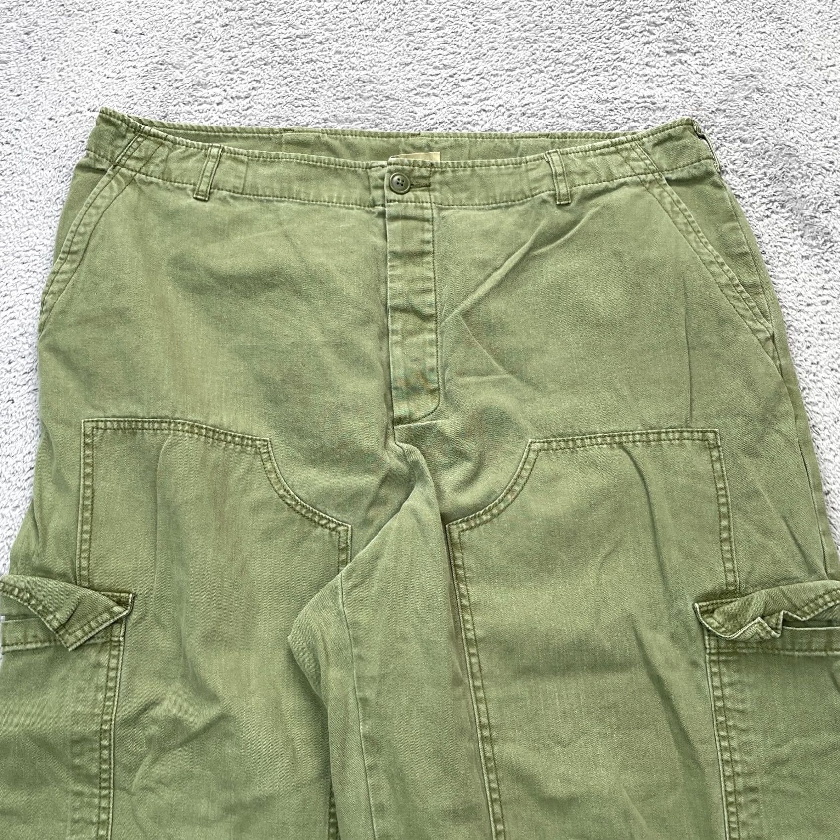 Doublet VINTAGE Baggy Jeans Womens 17 Green y2k Raver Cargo Double Knee Wide Leg Grunge 90s Work Size 27" / US 4 / IT 40 - 4 Thumbnail