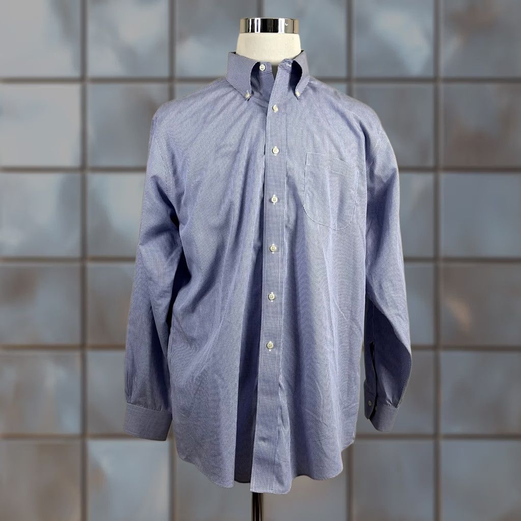 Brooks Brothers Brooks Brothers Mens Dress Shirt Blue Check Slim Fit 17.5 34/35 Non-Iron Size 48R - 1 Thumbnail