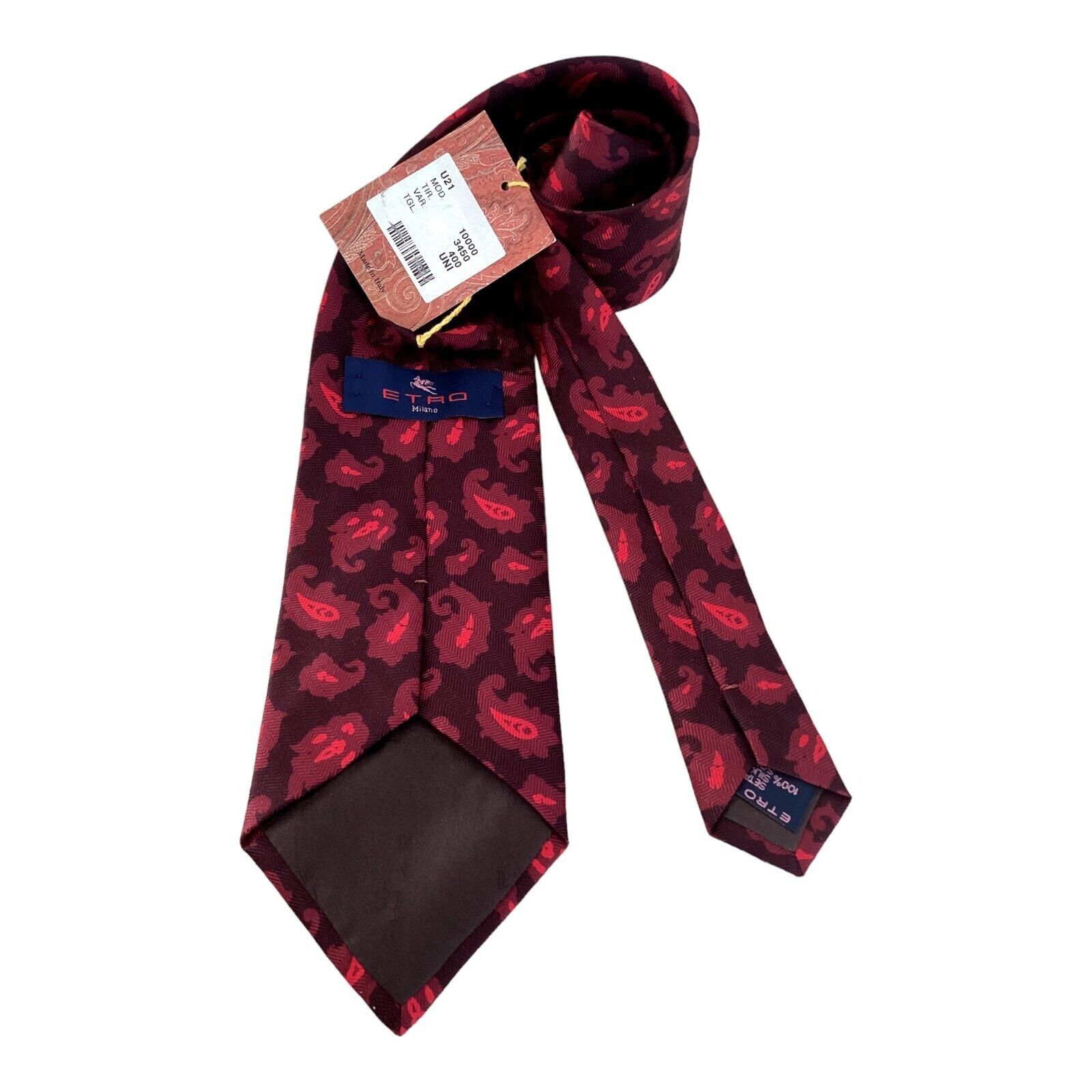 Etro ETRO MILANO Burgundy Paisley Luxury Silk Tie In Made Italy W Size ONE SIZE - 3 Thumbnail