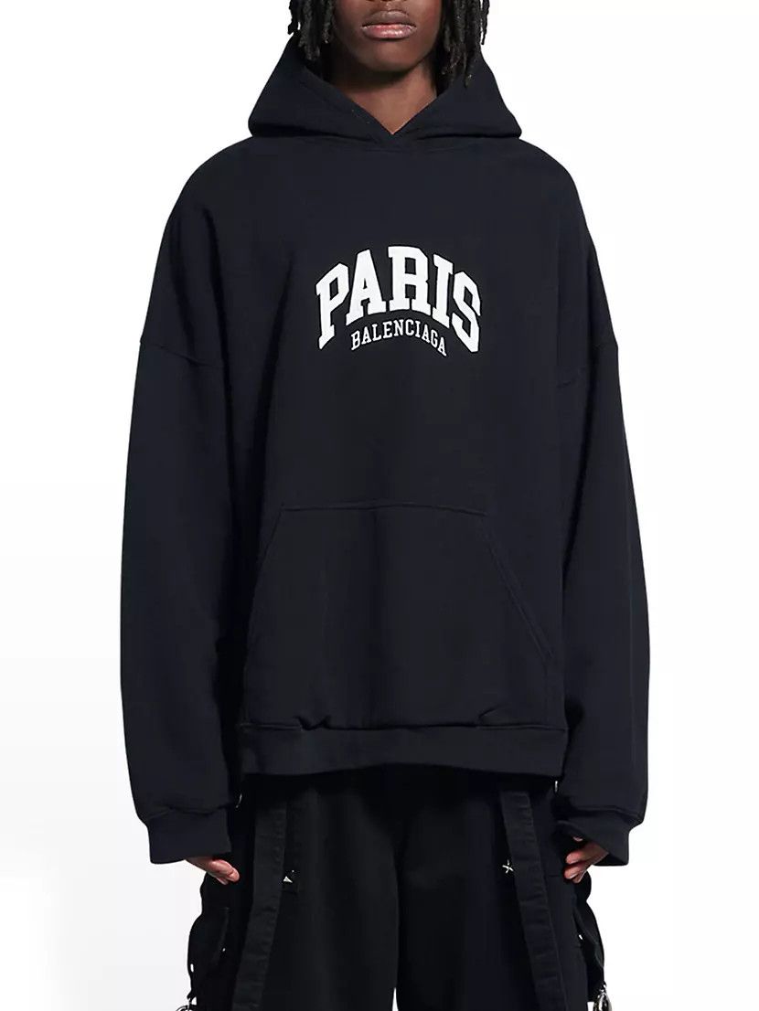 ◆SALE◆直営店◆【BALENCIAGA】Cities Paris フーディー Balenciaga o1mt1gz0824 Cities Paris Hoodie Wide Fit in Black