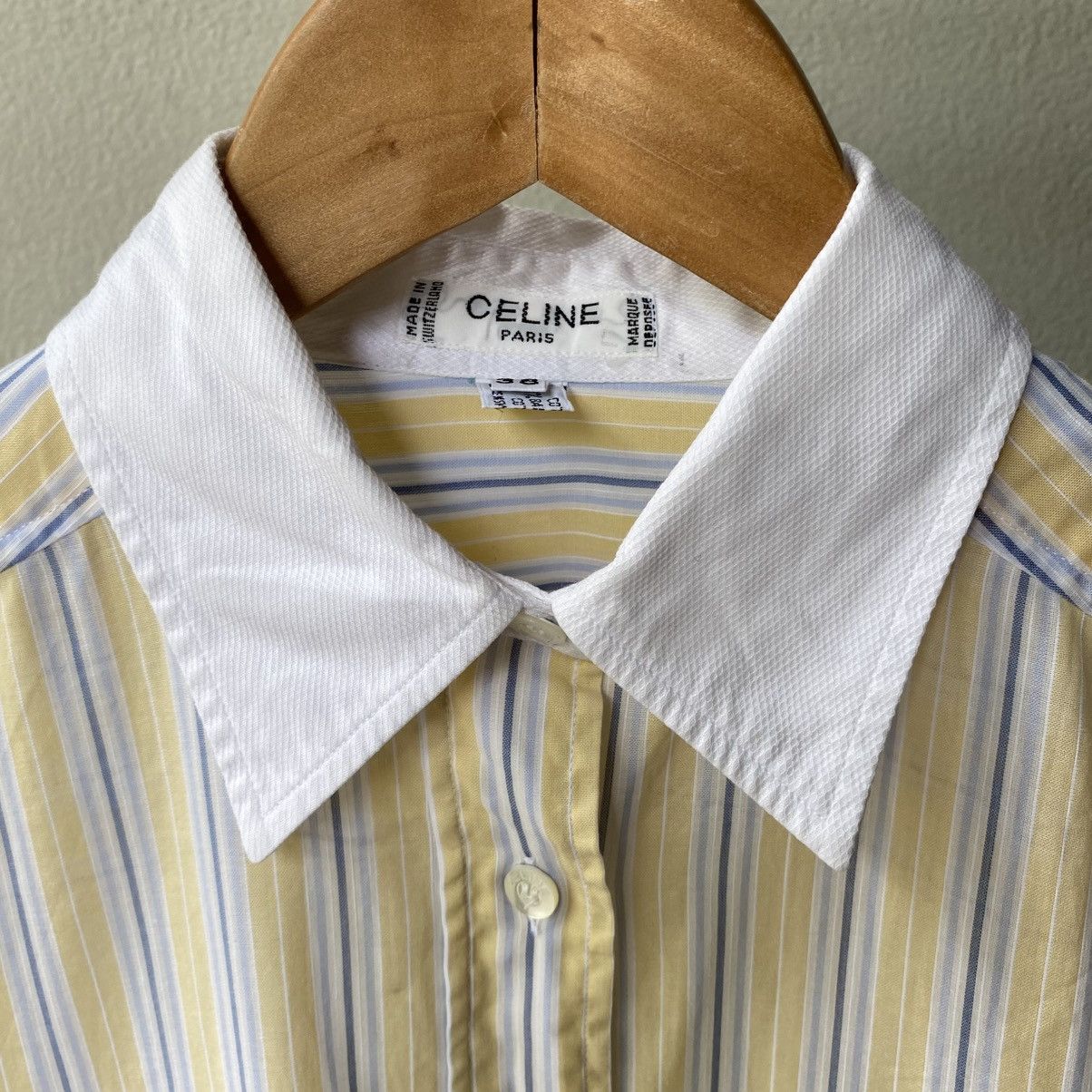 Celine Celine Yellow Striped Shirt with White Collar Size XS / US 0-2 / IT 36-38 - 20 Thumbnail