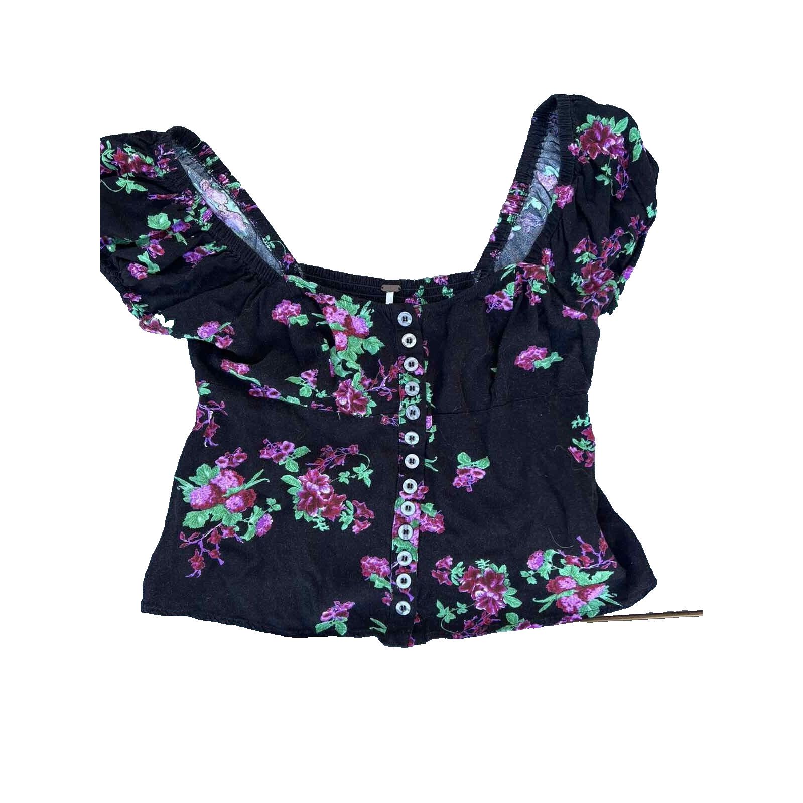Free People Free People women's blouse top cropped floral Size M A000203 Size M / US 6-8 / IT 42-44 - 2 Thumbnail
