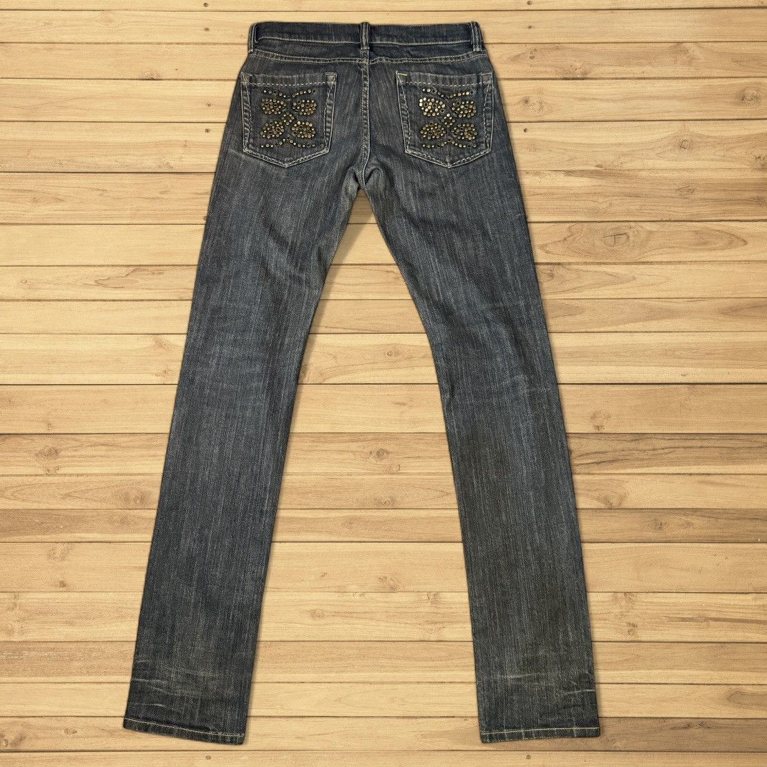 Beauty Beast 🔥🔥 Bcbg Maxazria Dark Wash Rhinestone Denim Size 27" / US 4 / IT 40 - 2 Thumbnail