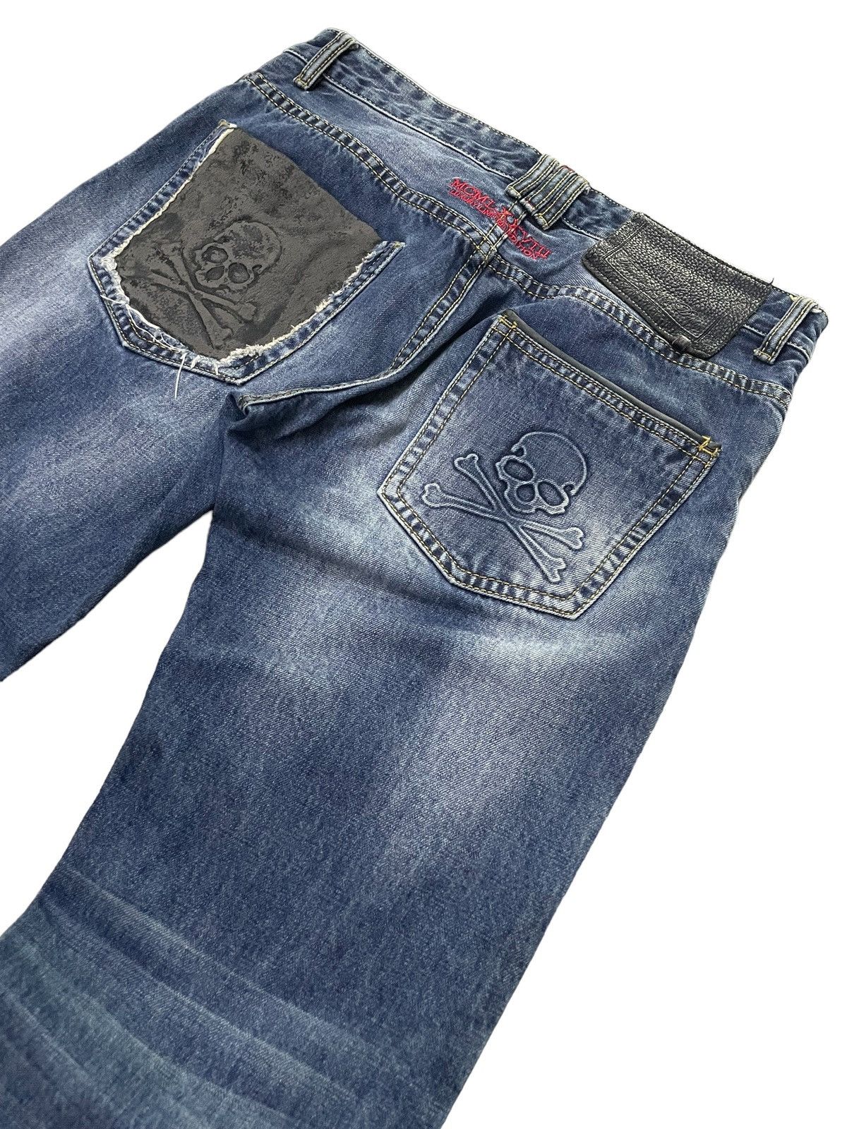 Hysteric Glamour × Philipp Plein Philip Plein Skull Embossed Crash Distressed Straight Jeans Size US 30 / EU 46 - 13 Thumbnail