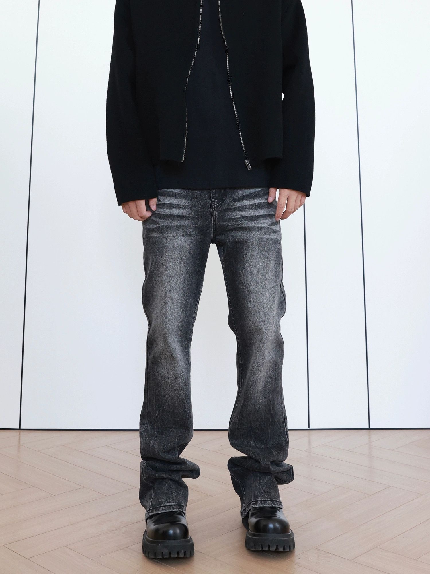 punk grunge gradient faded bootcut jeans