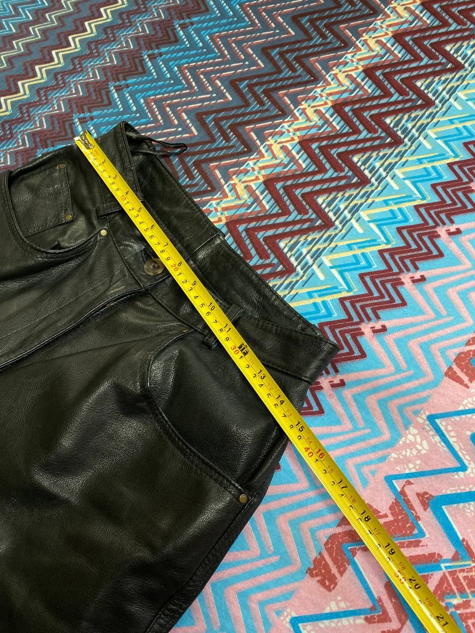 Leather Dirty Painted Distressed Thrashed Faded Baggy Jeans Y2K Size US 30 / EU 46 - 4 Thumbnail