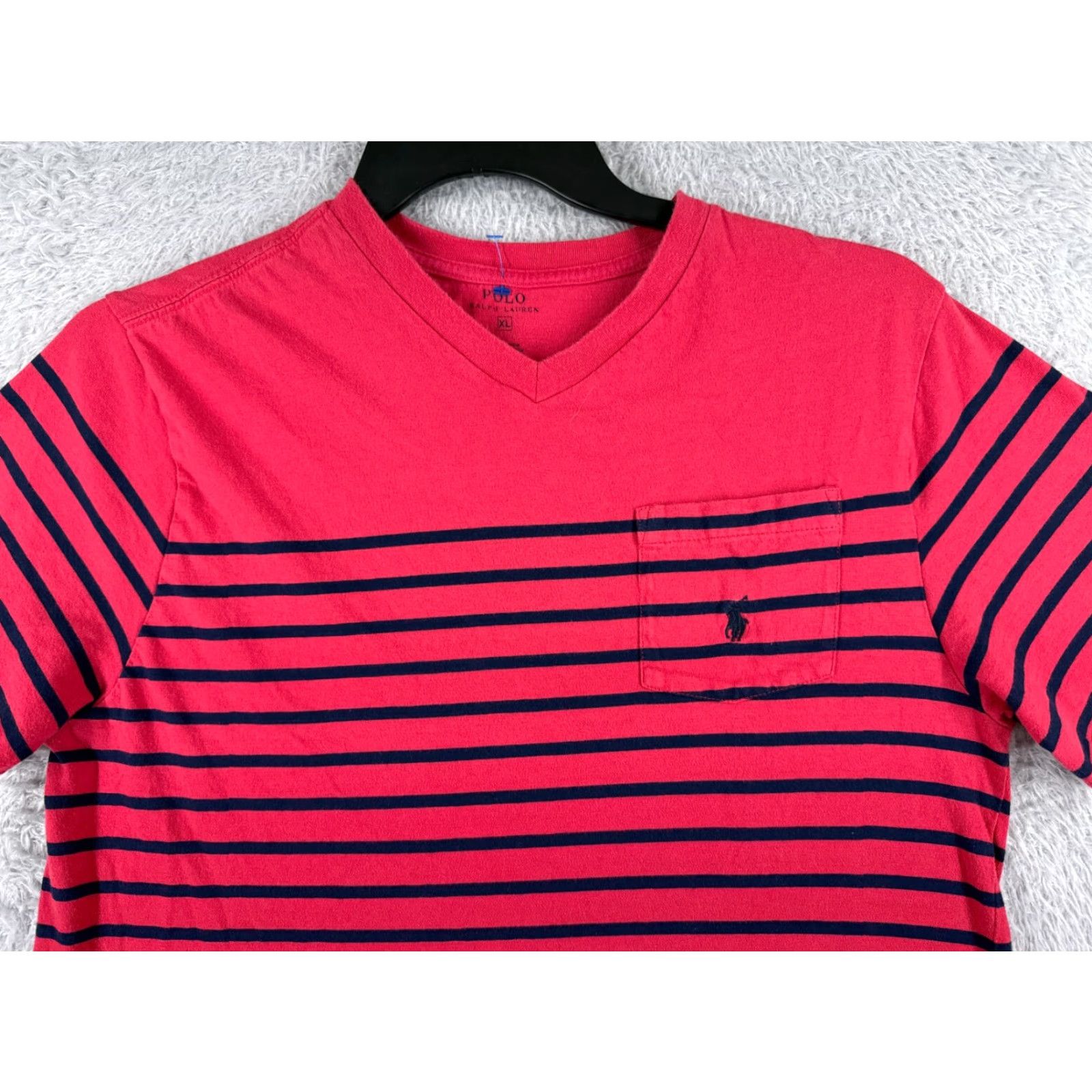 Ralph Lauren Ralph Lauren Polo Shirt Adult XL Blue Stripe Pocket V-Neck Cotton Jersey Embroidered Logo Sports Classic Men’s Shirt Size US XL / EU 56 / 4 - 4 Thumbnail