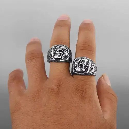 Jewelry Gothic Skull Ring ( size 8 to 14 ) Size ONE SIZE - 3 Thumbnail