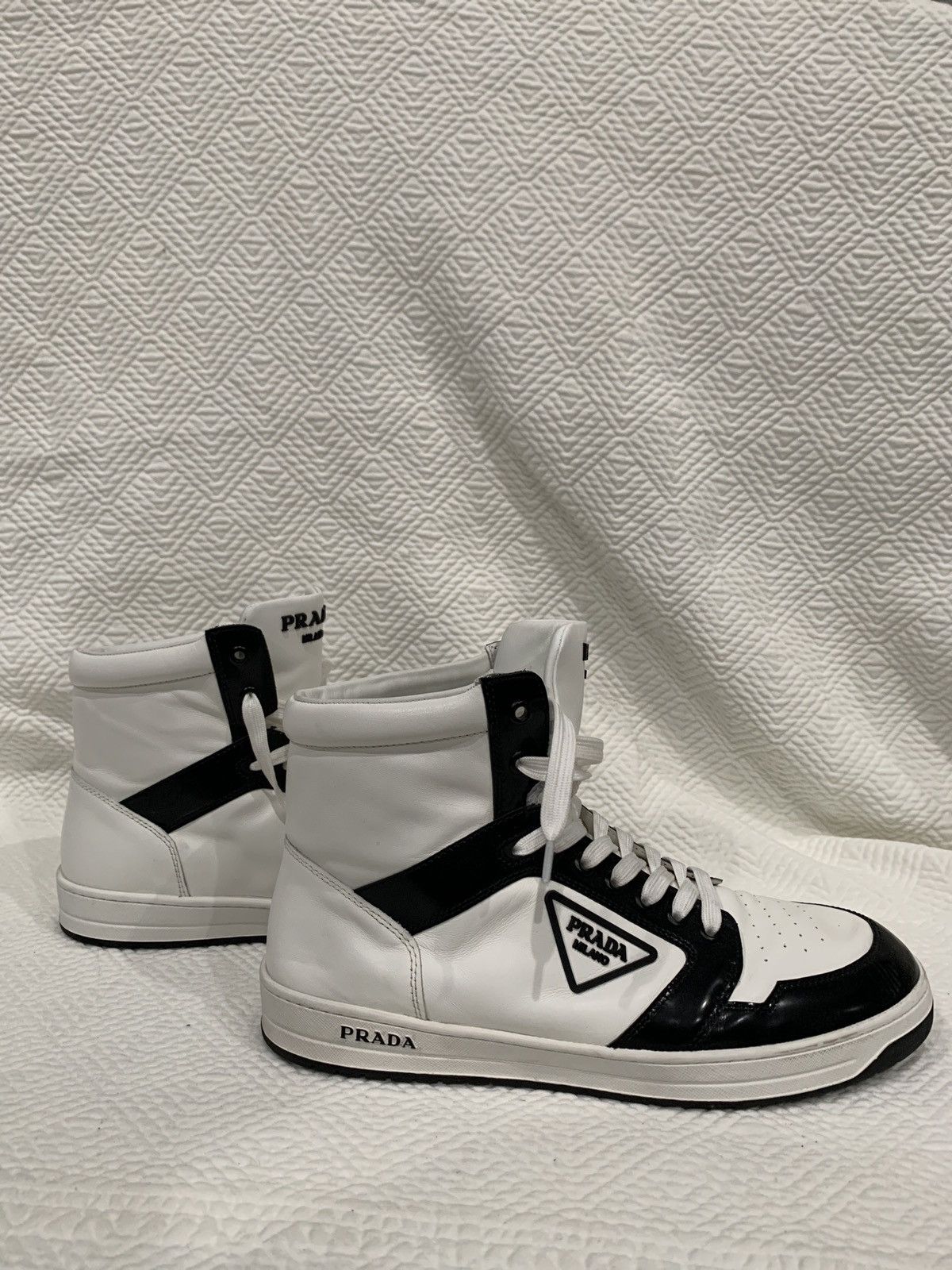 Prada Prada Milano High Top Sneakers black and white Size US 10 / EU 43 - 1 Thumbnail