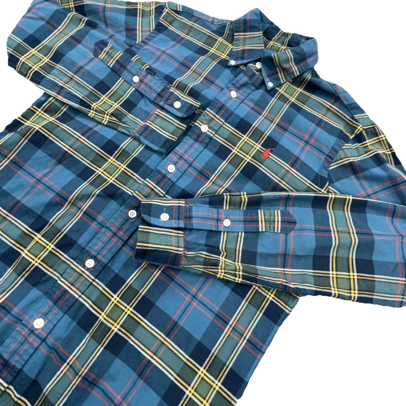 Ralph Lauren Ralph Lauren Shirt Men Small Blue Green Tartan Plaid Button Up Oxford Cloth Sl Size US S / EU 44-46 / 1 - 4 Thumbnail