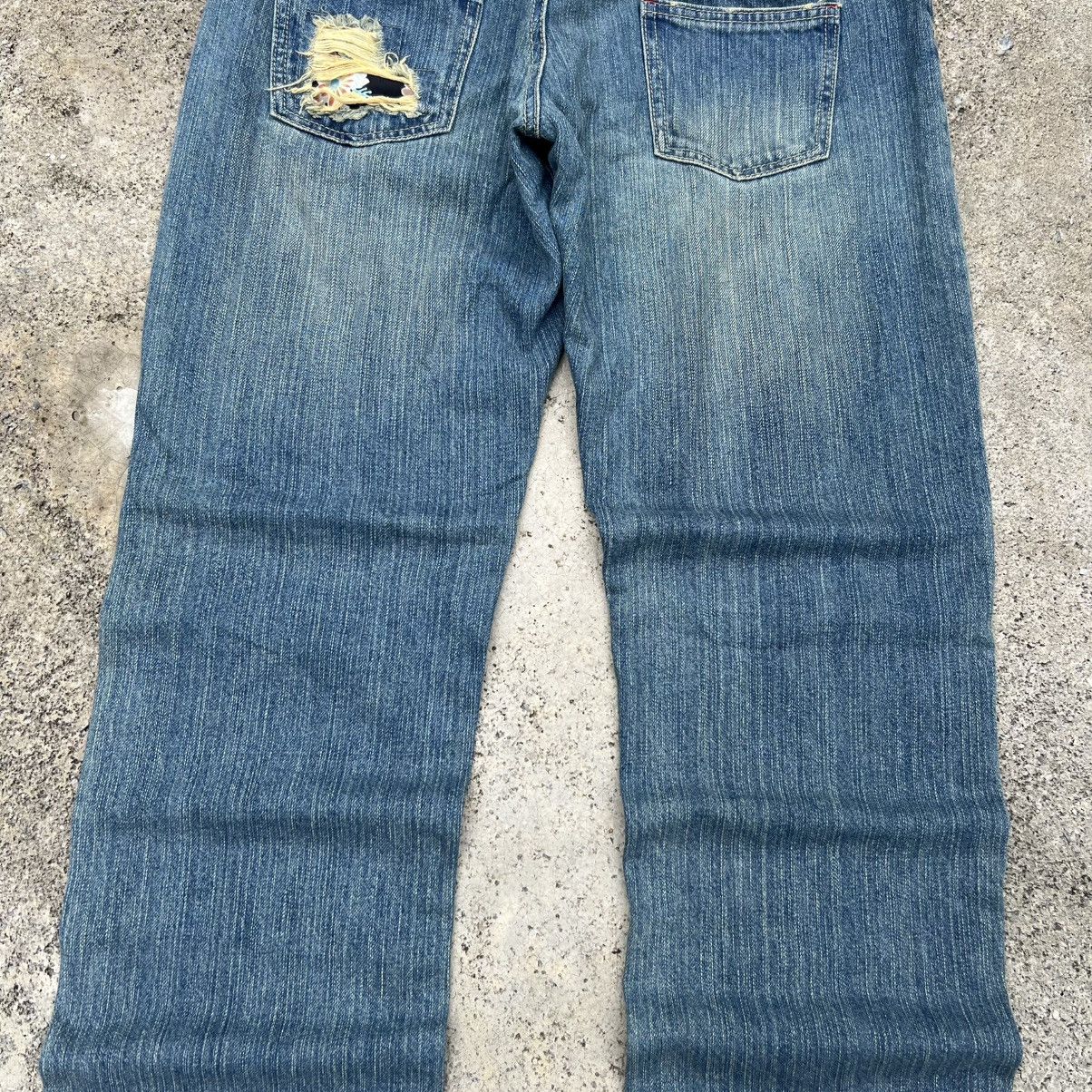 Japanese Brand “DOUBLE WAIST” JAPANESE DISTRESS SASHIKO INSPIRED DENIM Size US 34 / EU 50 - 10 Thumbnail