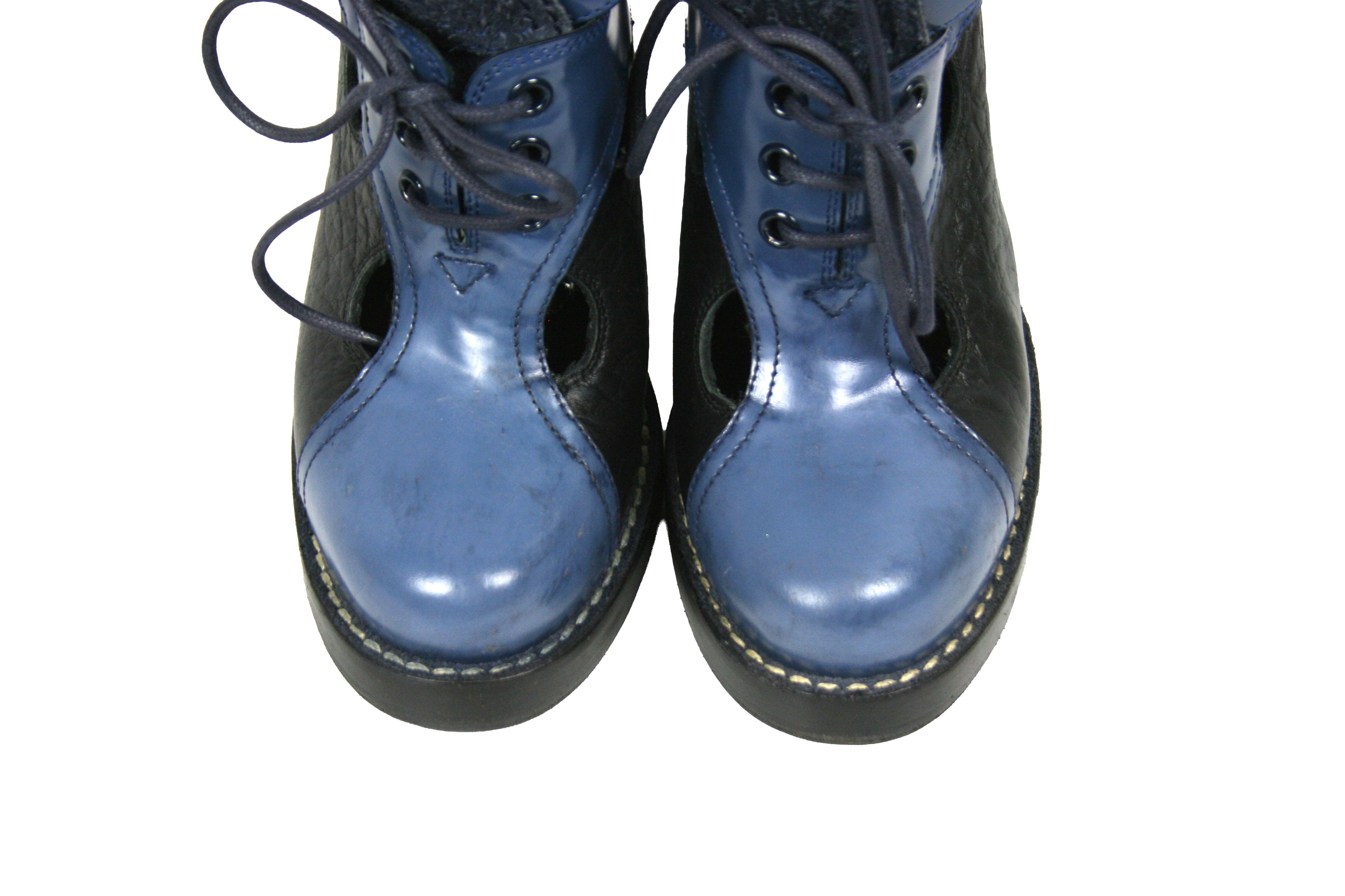 Balenciaga Cut Out Lace Up Heeled Leather Boots Size US 5 / IT 35 - 5 Thumbnail
