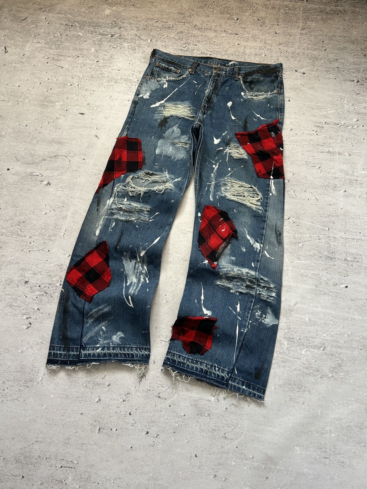 Levi's Vintage Clothing 💥Y2k Vintage Levis Distressed Wide Leg Flared Jeans Japan💥 Size US 36 / EU 52 - 2 Thumbnail