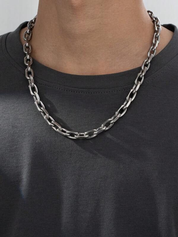 Jewelry x Vintage Casual Hiphop Y2K Necklace Chain in Silver, Men's