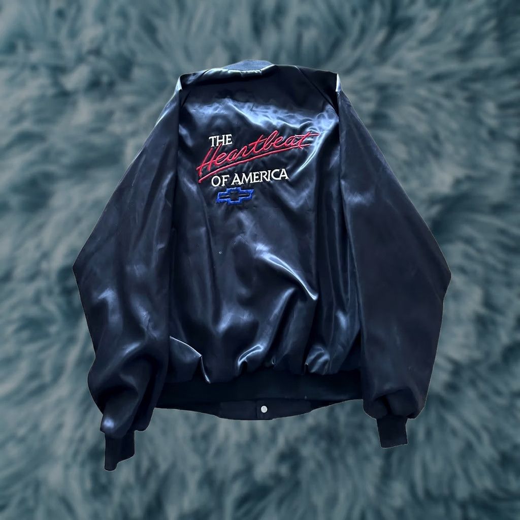 Vintage VINTAGE West Ark Jacket Bomber 80s The Heartbeat Of America Black Satin Nylon Zip Embroidered Logo Mens Medium Size US M / EU 48-50 / 2 - 1 Thumbnail
