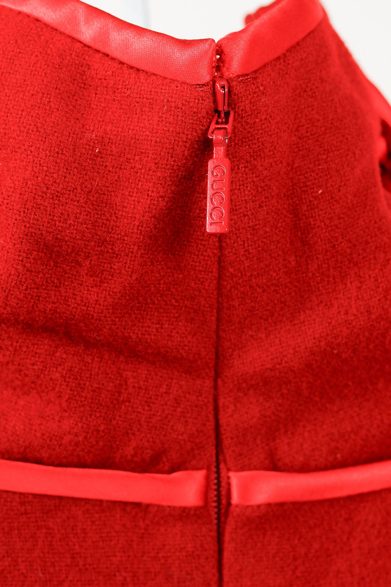 Gucci Gucci AW/19 Runway Red Wool Satin-Trim Cowl-Neck Dress Size M / US 6-8 / IT 42-44 - 9 Thumbnail