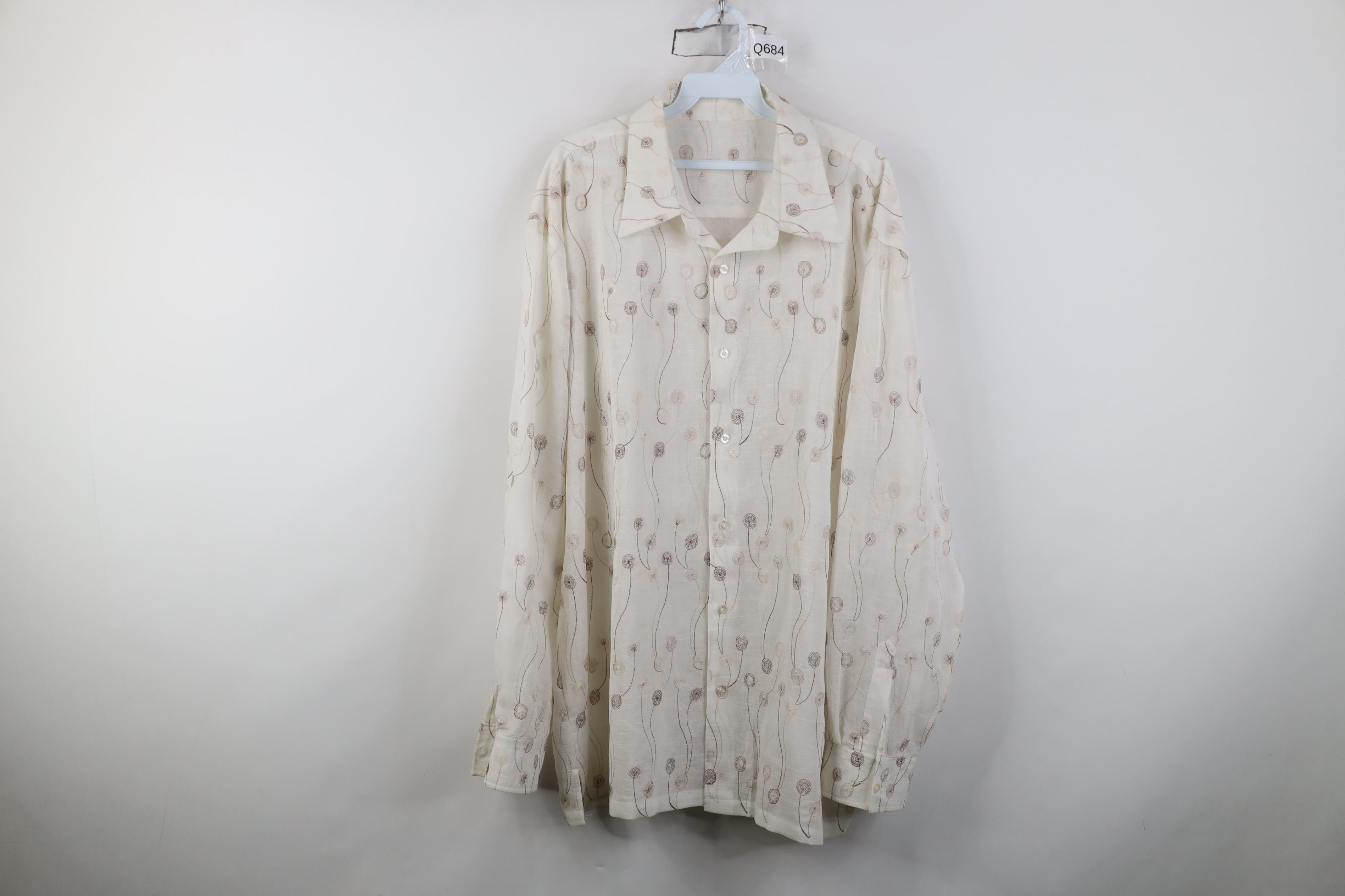 Vintage Vintage 90s Streetwear Geometric Embroidered Button Shirt Size US XXL / EU 58 / 5 - 1 Thumbnail