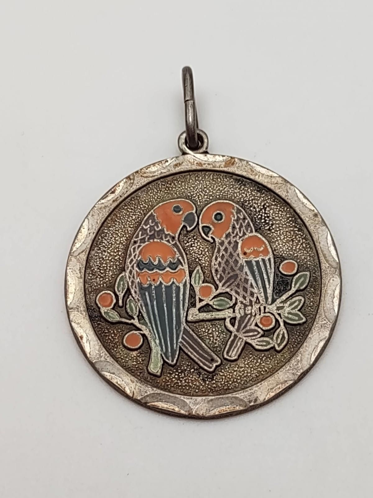 The Unbranded Brand Sterling Silver Enamel Love Birds Pendant 925 Artisan Size ONE SIZE - 1 Thumbnail
