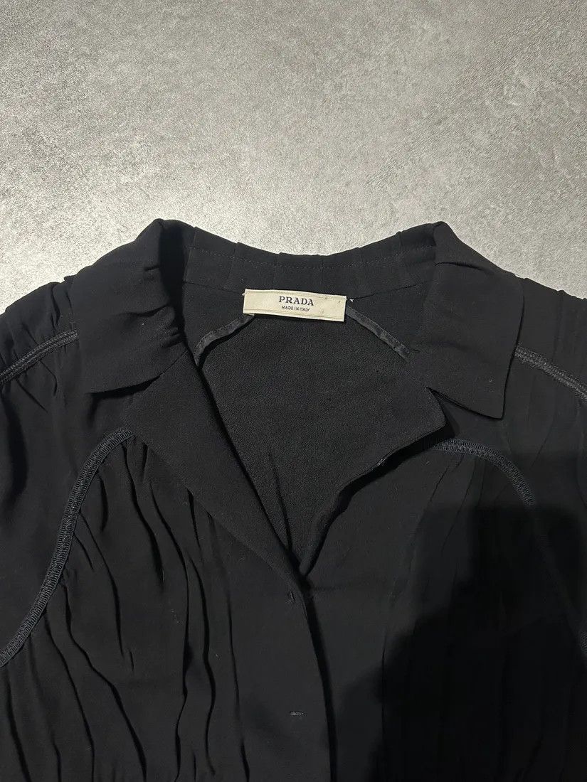 Prada × Vintage SS2007 Prada Black Pleats Shirt Size US S / EU 44-46 / 1 - 4 Thumbnail