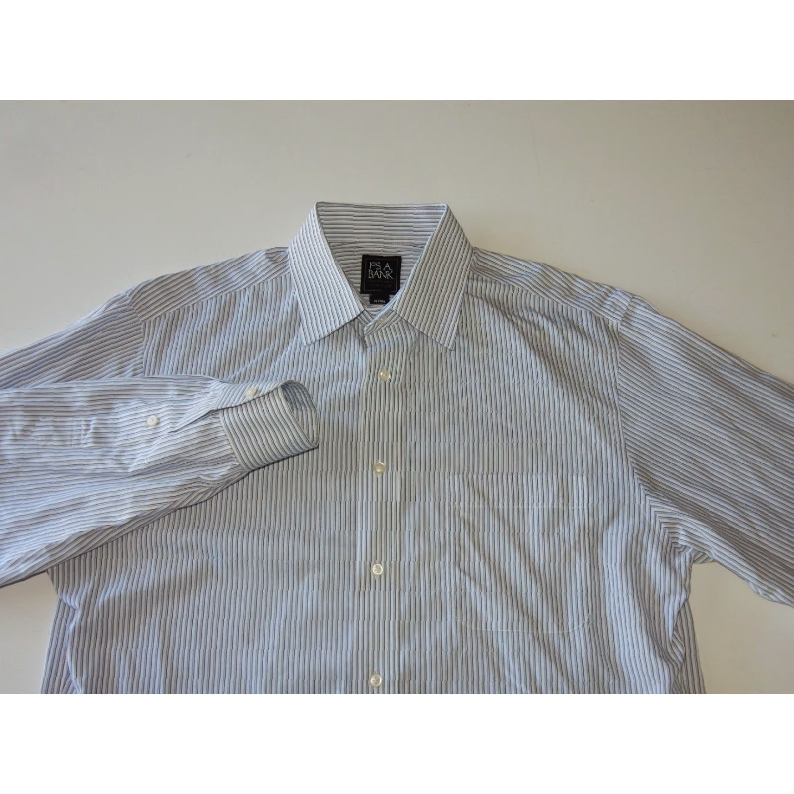 Jos. A. Bank JOS. A. BANK Slim Fit Striped Dress Shirt Men Size 15.5-33 White Long Sleeve Size 40R - 2 Thumbnail