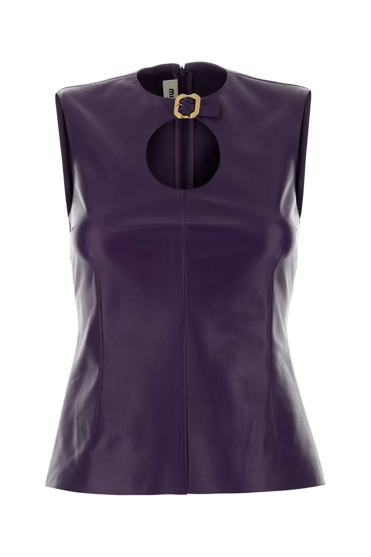 Miu Miu Purple Leather Top Size M / US 6-8 / IT 42-44 - 1 Thumbnail