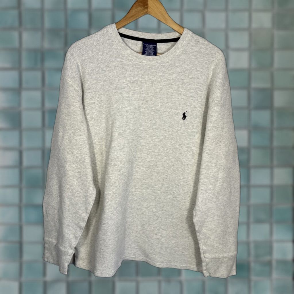 Polo Ralph Lauren Polo Ralph Lauren Shirt Mens 2XL Gray Thermal Sleepwear Long Sleeve Crew Neck Pajama Top Regular Knit Cotton Size US XXL / EU 58 / 5 - 1 Thumbnail