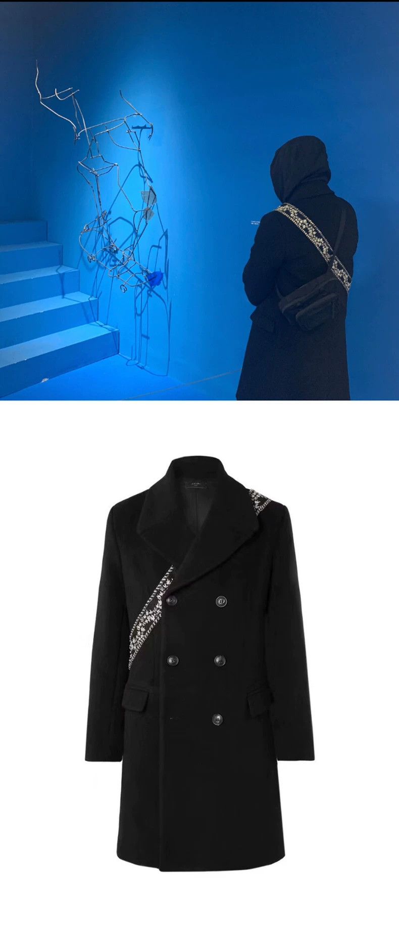 Amiri Amiri Diamond Embroidered Cashmere and Wool Coat Size US M / EU 48-50 / 2 - 9 Thumbnail