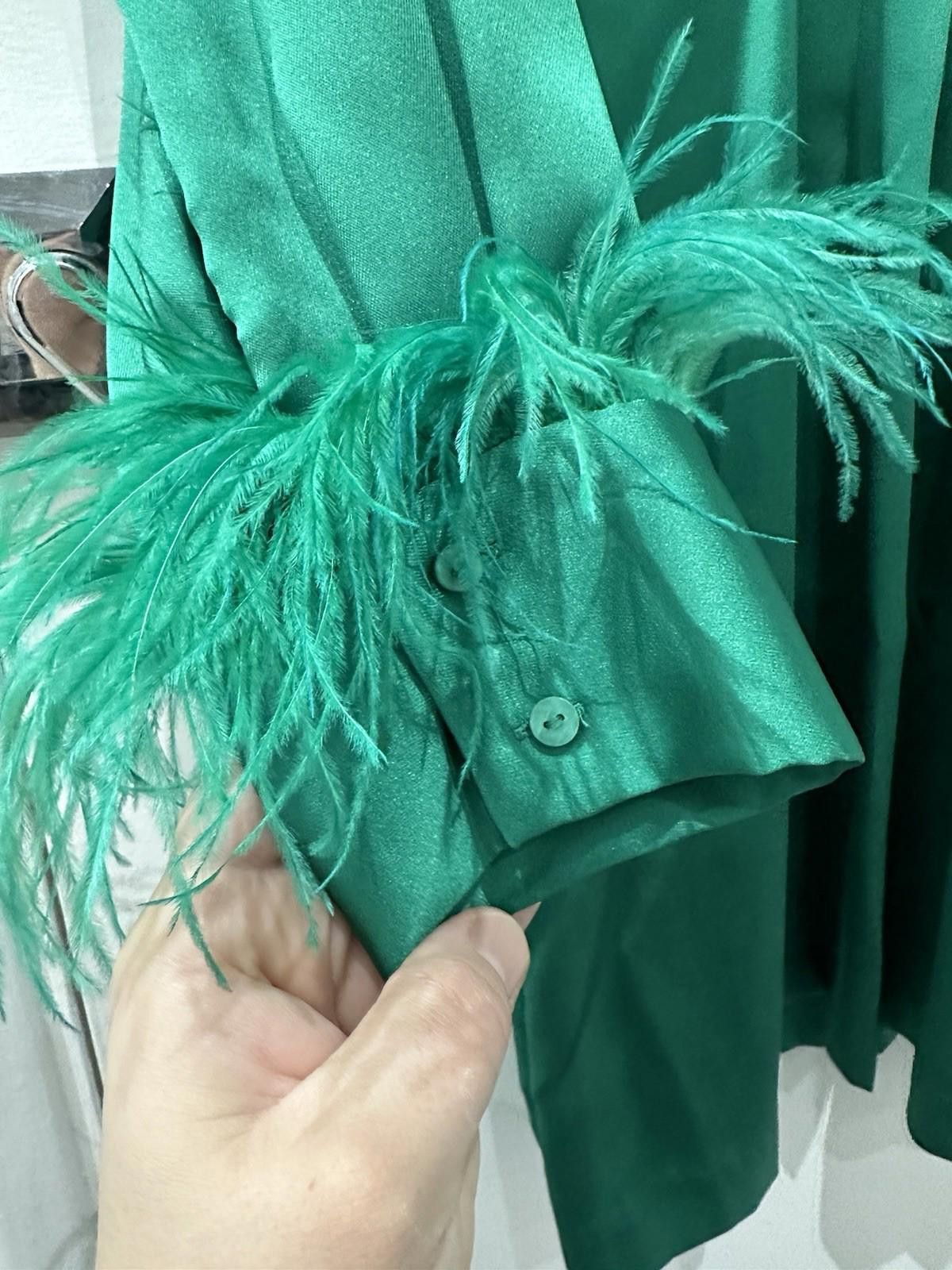 ZARA Short Satin Feather Dress size M