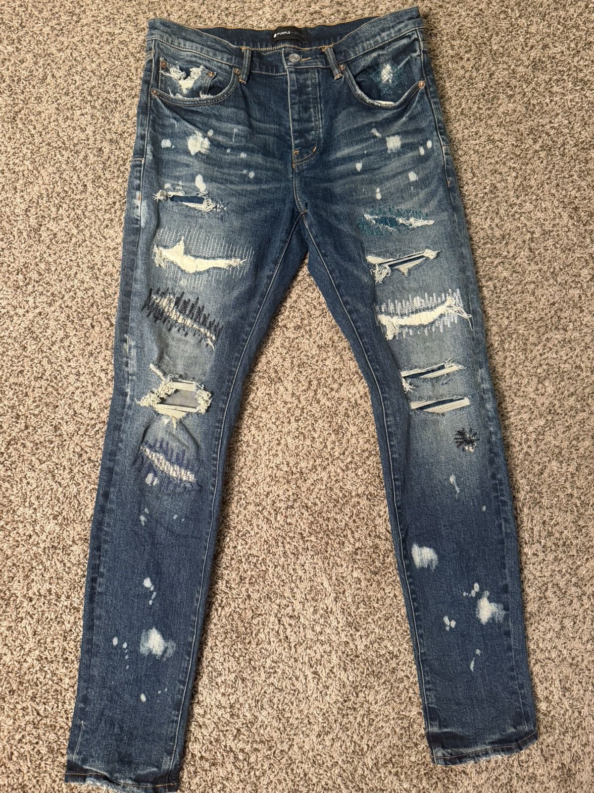 Purple Brand Purple Jeans Size 33 “blue paint splatter” like new Size US 33 - 1 Thumbnail