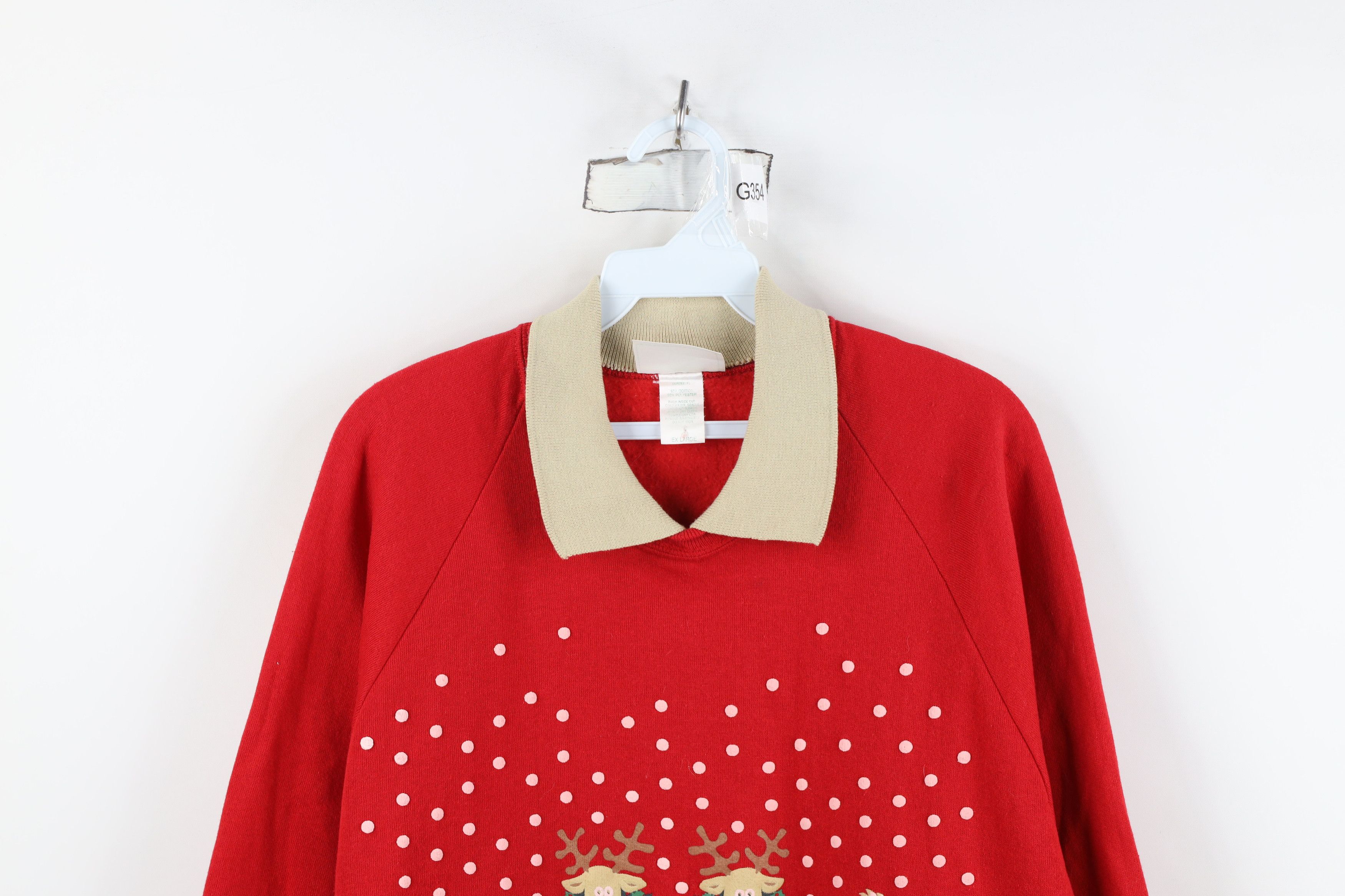 Vintage Vintage 80s Streetwear Christmas Reindeer Sweatshirt Size XL / US 12-14 / IT 48-50 - 2 Thumbnail