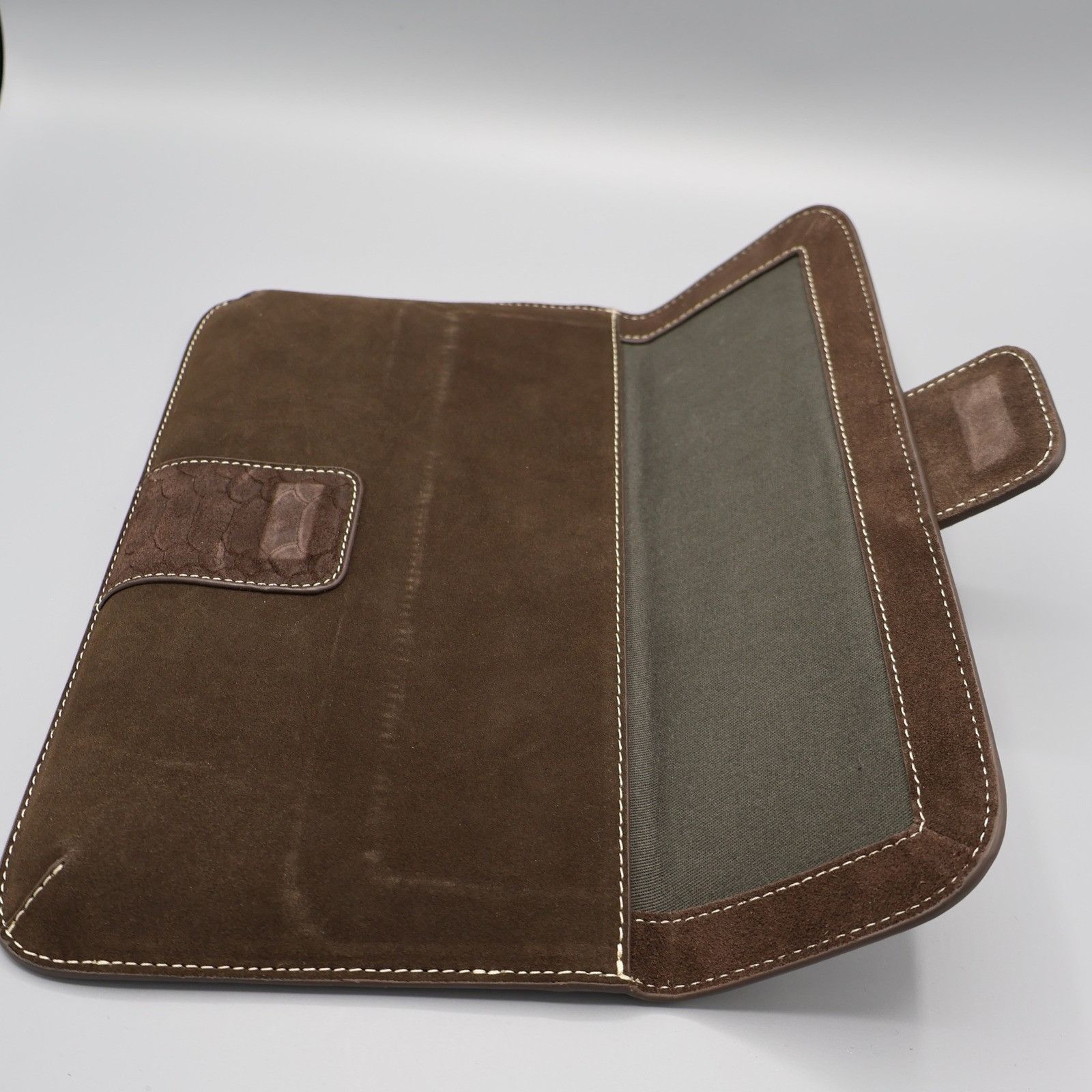 J.McLaughlin J McLaughlin Xena Suede Clutch Chocolate Brown Classic Envel Size ONE SIZE - 9 Thumbnail