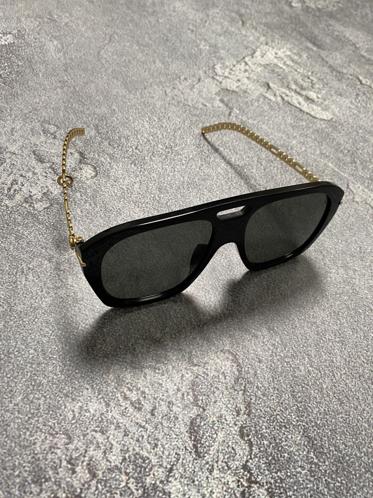 Gucci Gucci GG0723S 001 Sunglasses Square Gold Chain Temple Size ONE SIZE - 1 Thumbnail