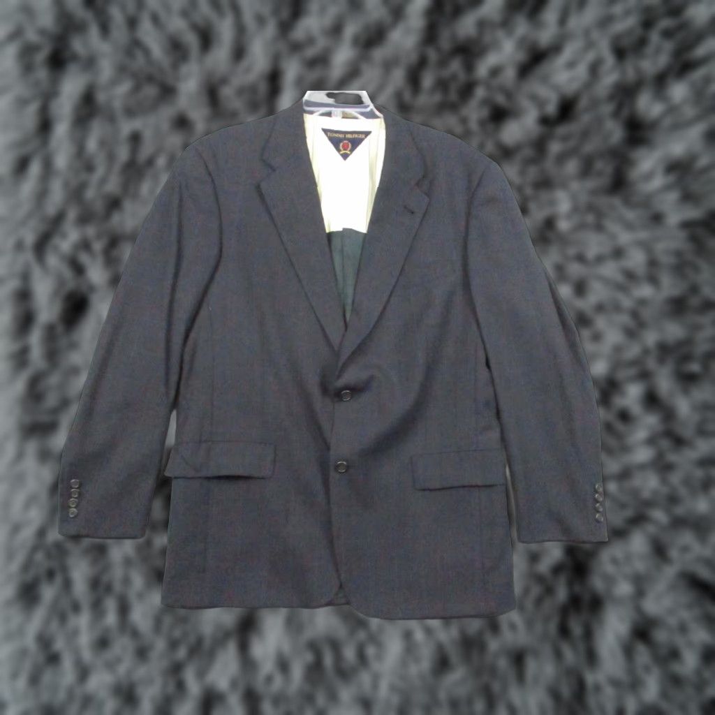 Tommy Hilfiger VINTAGE Tommy Hilfiger Blazer Mens 42R Wool Sport Coat Blue Plaid 2 Piece 2-Button Notch Parisian USA Men Size 42R - 1 Thumbnail