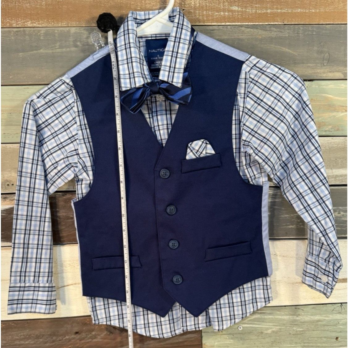Nautica NAUTICA Boys Long Sleeve 3 Pc Navy Blue Plaid Dress Pant Sui Size US XS / EU 42 / 0 - 6 Thumbnail