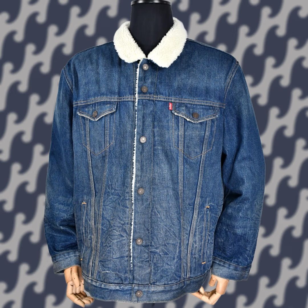 Levi's LEVI'S Jacket Denim Trucker Sherpa Lined Blue 3XL Men’s Size 3XL Jacket Color Blue 3XL Mens Levi's Sherpa Denim Jacket Size US 39 - 1 Thumbnail