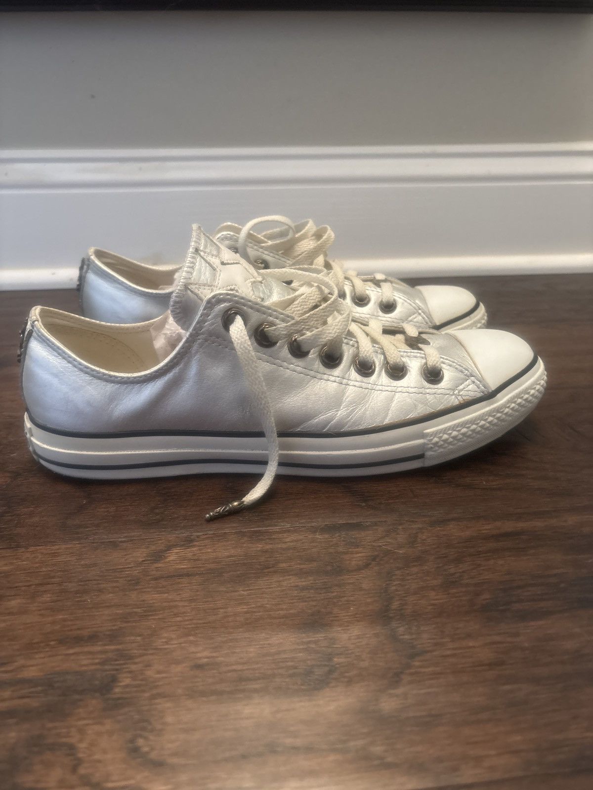 Chrome Hearts Chrome Hearts Converse Low Top Metallic Silver Sneakers Size US 10 / EU 43 - 7 Thumbnail