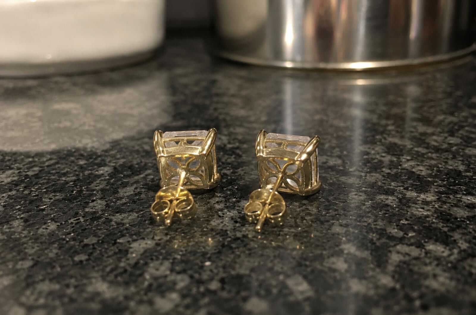 Other Square Cut Stud Earrings 2ct 14k gold finish Size ONE SIZE - 2 Thumbnail