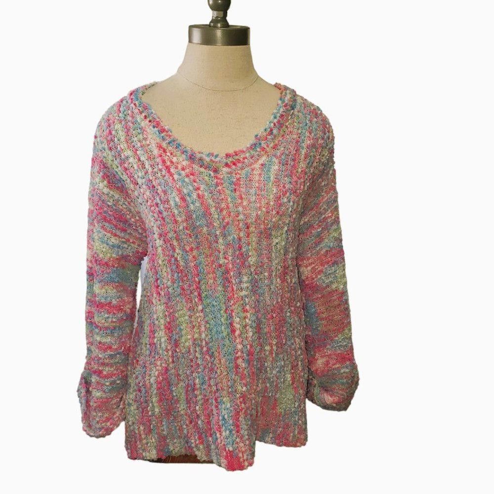 Designer CT768 Ethyl Ladies Pink, Blue & White Long Sleeve Sweater Size L / US 10 / IT 46 - 2 Thumbnail