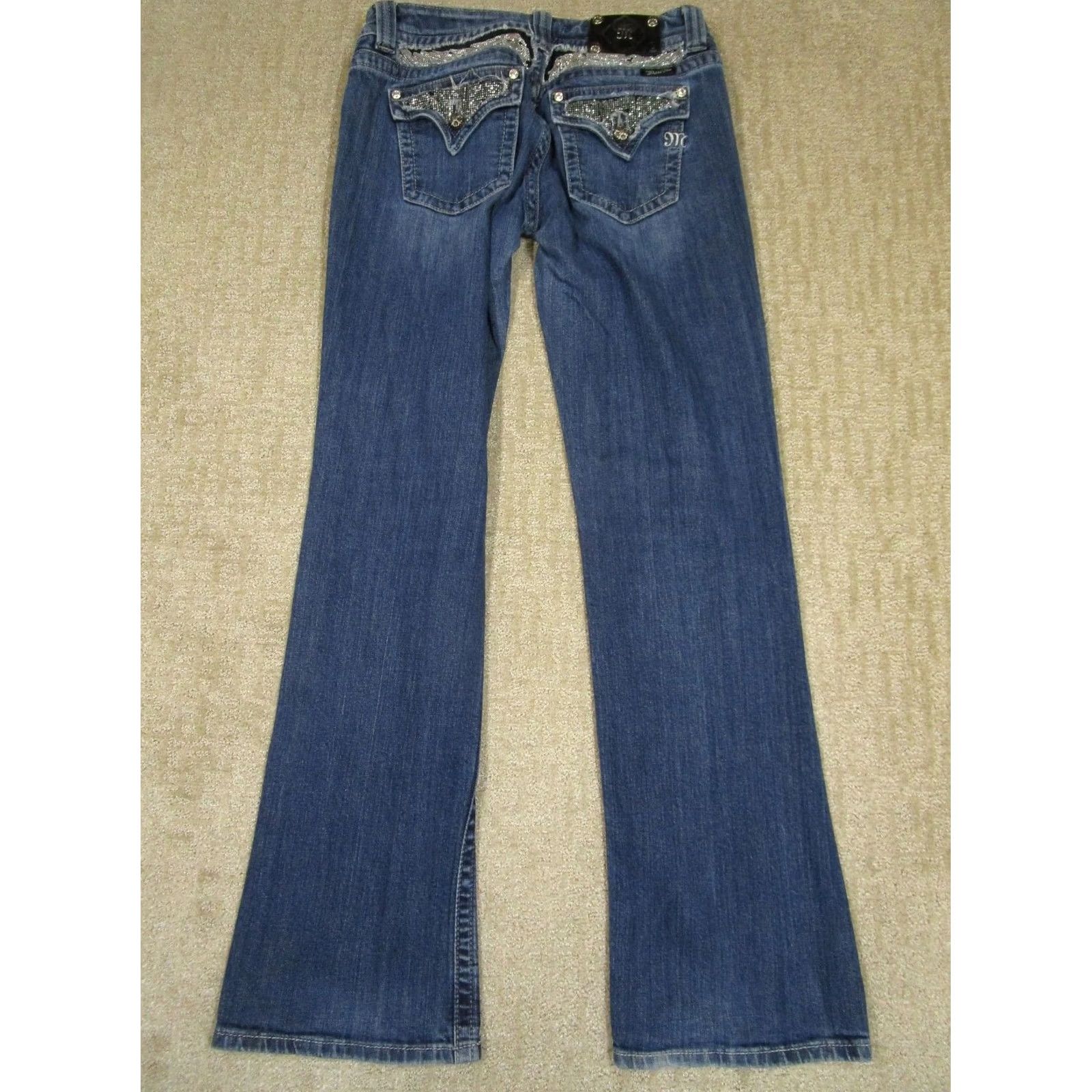 Miss Me Miss Me Jeans Women 30 Blue Low Rise Bootcut Pants Dark Wash Stretch Denim Long Tailored Size 30" / US 8 / IT 44 - 3 Thumbnail