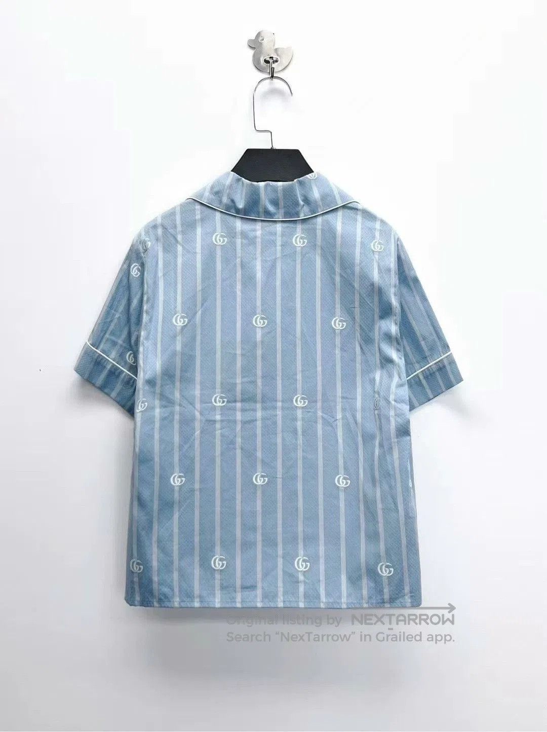 Gucci gucci light blue striped logo short sleeve shirt. Size US M / EU 48-50 / 2 - 2 Thumbnail
