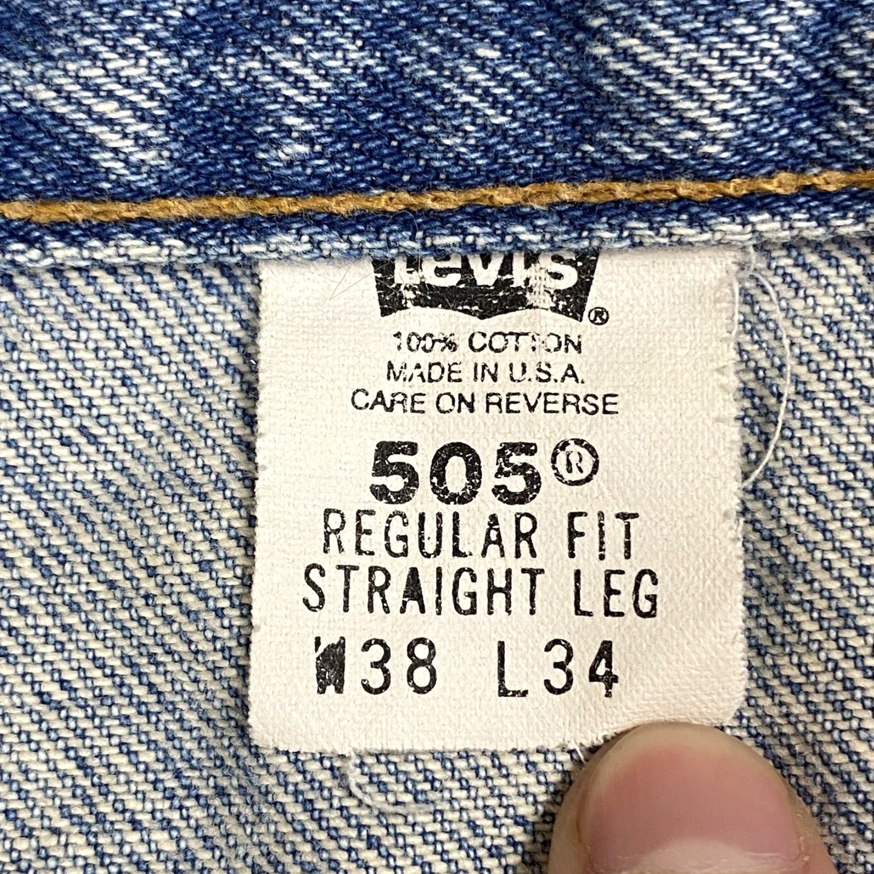 Levi's VINTAGE Levi's 505 Jeans - Regular Fit Straight Leg - Blue Denim - Men's USA Size 38x34 - Light Wash - Belt Loops - 5-Pocket Design - Zipper Closure Size US 38 / EU 54 - 5 Thumbnail