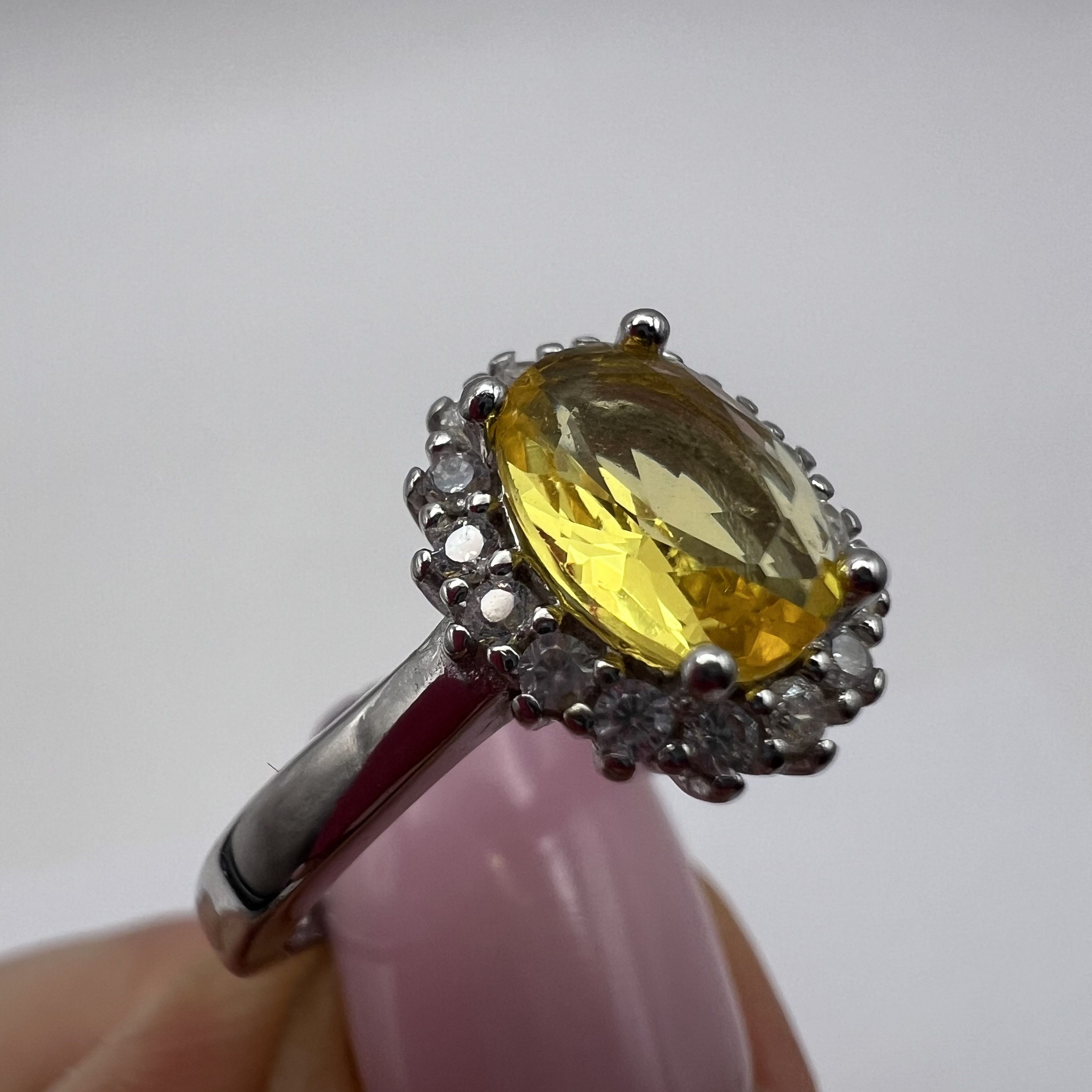 Other 925 Sterling Silver Citrine Ring Yellow Natural Gemstone Size ONE SIZE - 2 Thumbnail