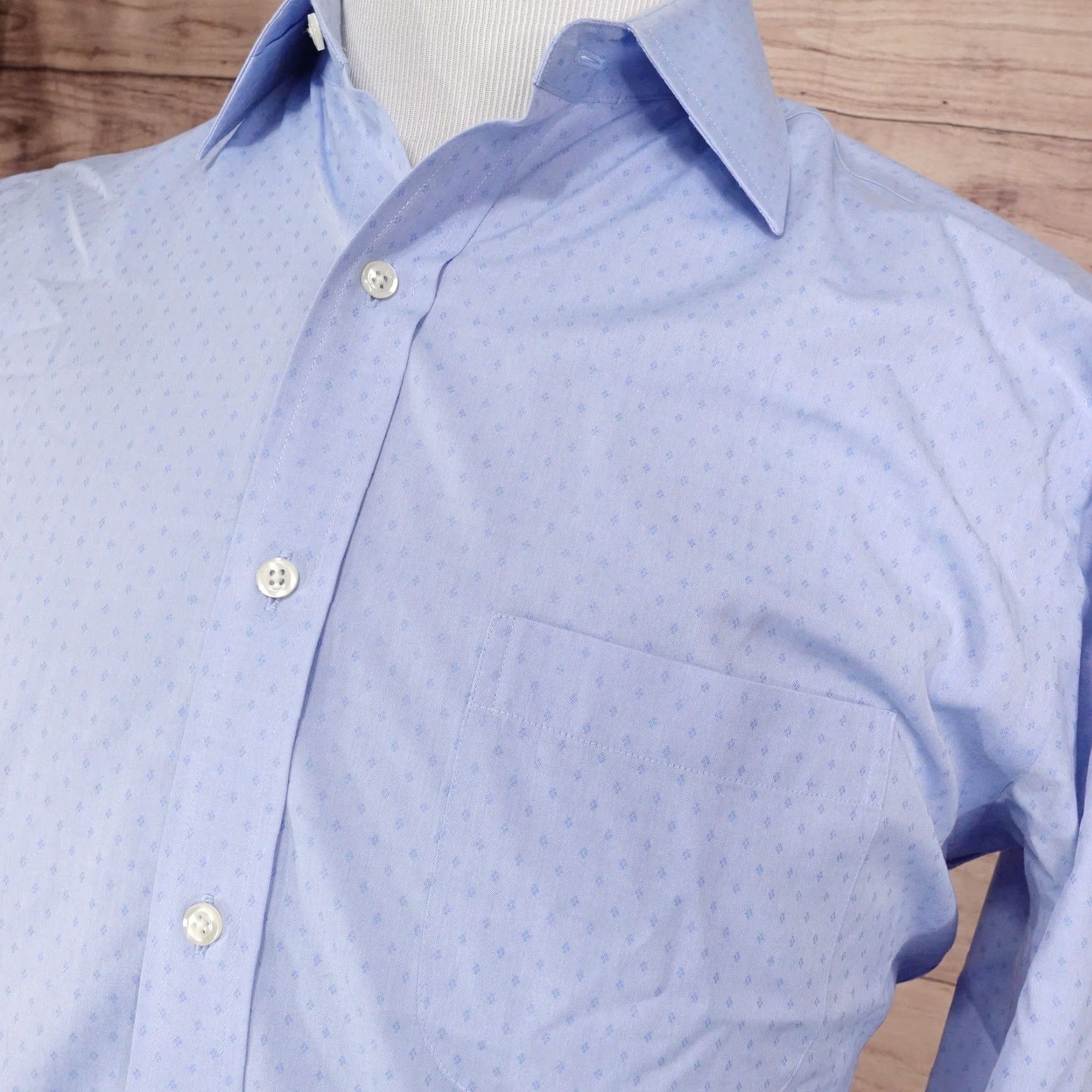 Brooks Brothers BROOKS BROTHERS REGENT NON-IRON BLUE DRESS SHIRT MEN'S 16.5 LONG SLEEVE COTTON ARGYLE Size 42R - 2 Thumbnail