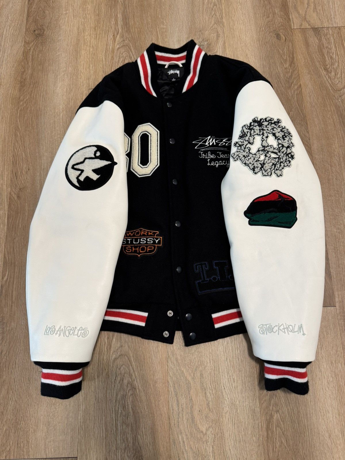 DENIM TEARS × Stussy Stussy X Denim Tears Varsity Jacket Size US L / EU 52-54 / 3 - 3 Thumbnail