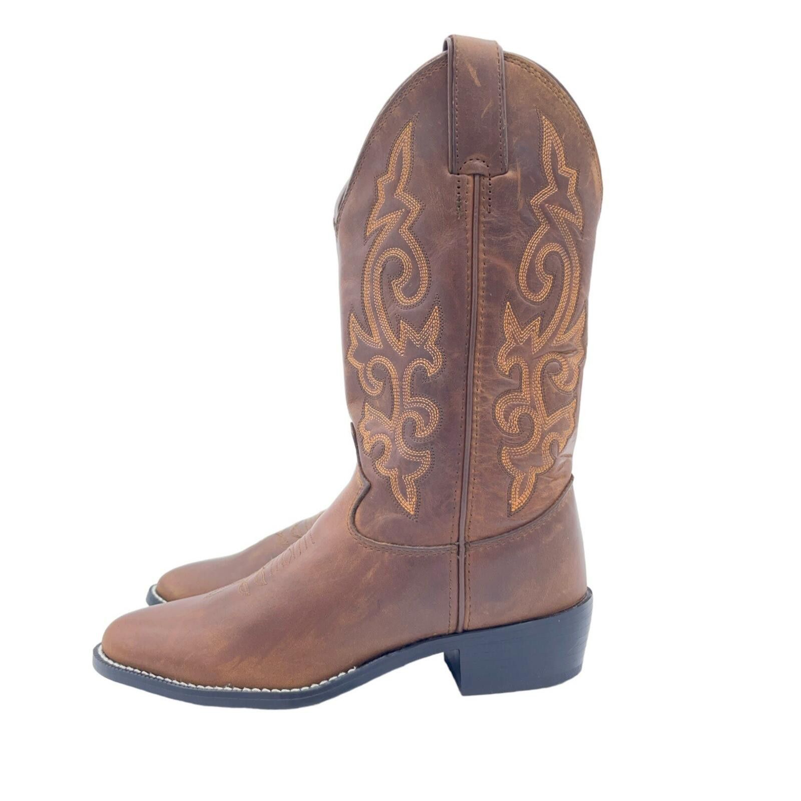 Justin Justin Cowboy Western Leather Boots Brown Youth 4 D 2253 Size US 5 / EU 37 - 4 Thumbnail