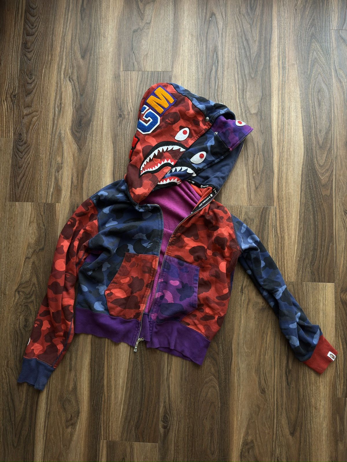 Bape Crazy Shark Full Zip Double Hoodie Size US M / EU 48-50 / 2 - 1 Thumbnail