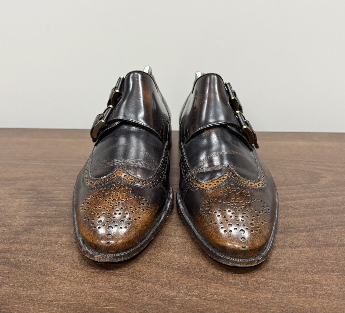 Bally Bally Brown Leather Monk Strap Brogue Shoes Size US 9 / EU 42 - 3 Thumbnail