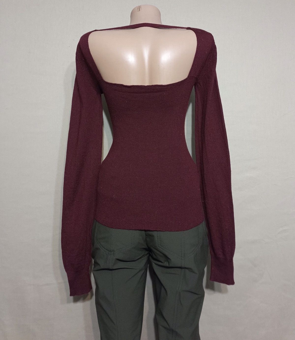 Hussein Chalayan CHALAYAN Burgundy Ultrafine Merino Wool Sweater Size M Size M / US 6-8 / IT 42-44 - 4 Thumbnail